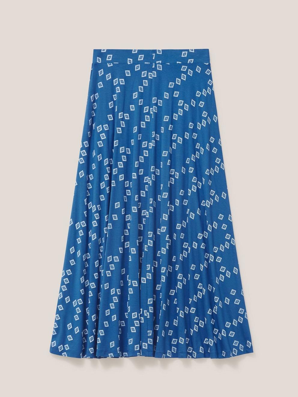 Jada Jersey Maxi Skirt in NAVY MULTI - FLAT BACK