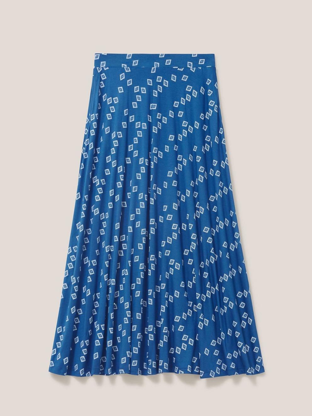 Jada Jersey Maxi Skirt in NAVY MULTI - FLAT FRONT