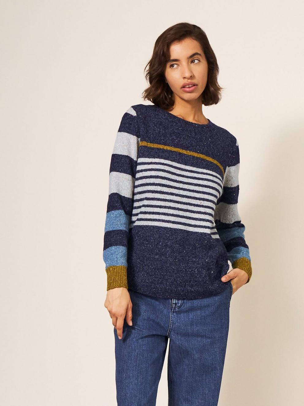 NATALIE NEP JUMPER in BLUE MLT - MODEL DETAIL