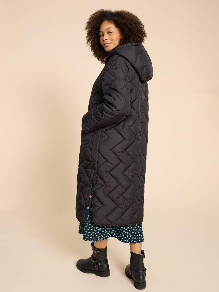 Sloane Padded Coat in PURE BLK - MODEL BACK