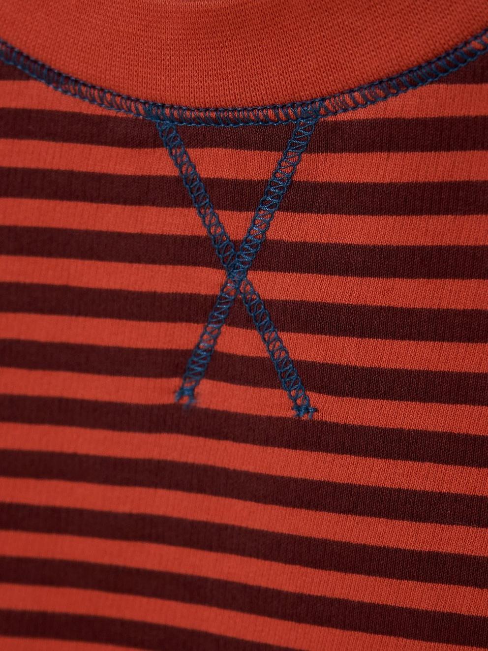Betta Striped Sweat in RED MLT - FLAT DETAIL