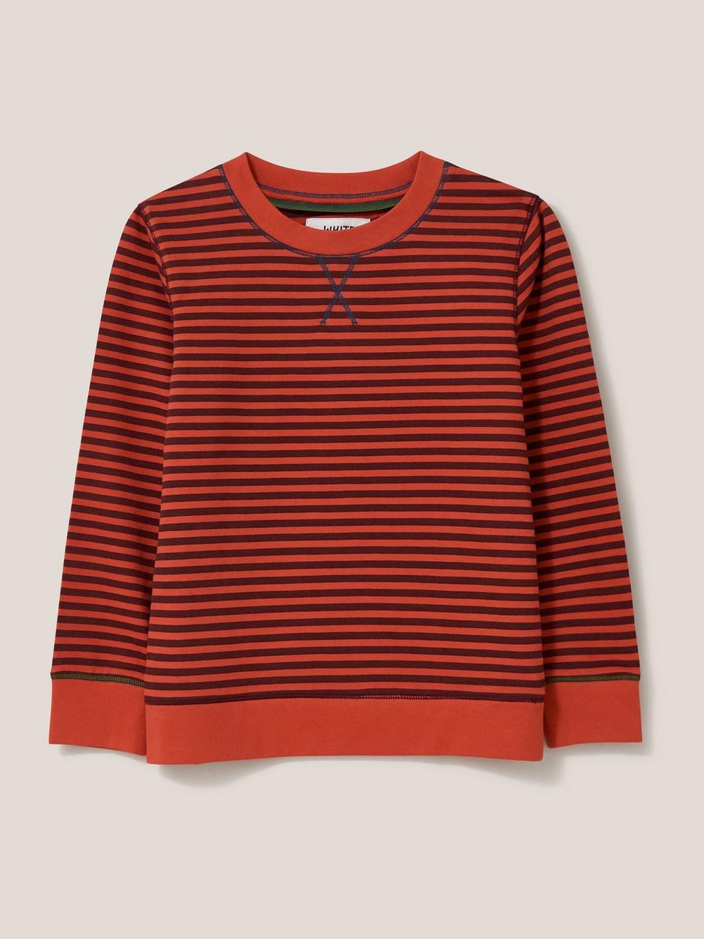 Betta Striped Sweat in RED MLT - FLAT FRONT