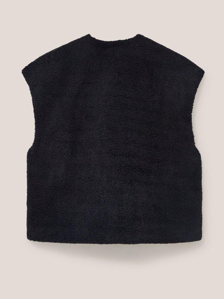 Borg Short Sleeve Gilet in PURE BLK - FLAT BACK