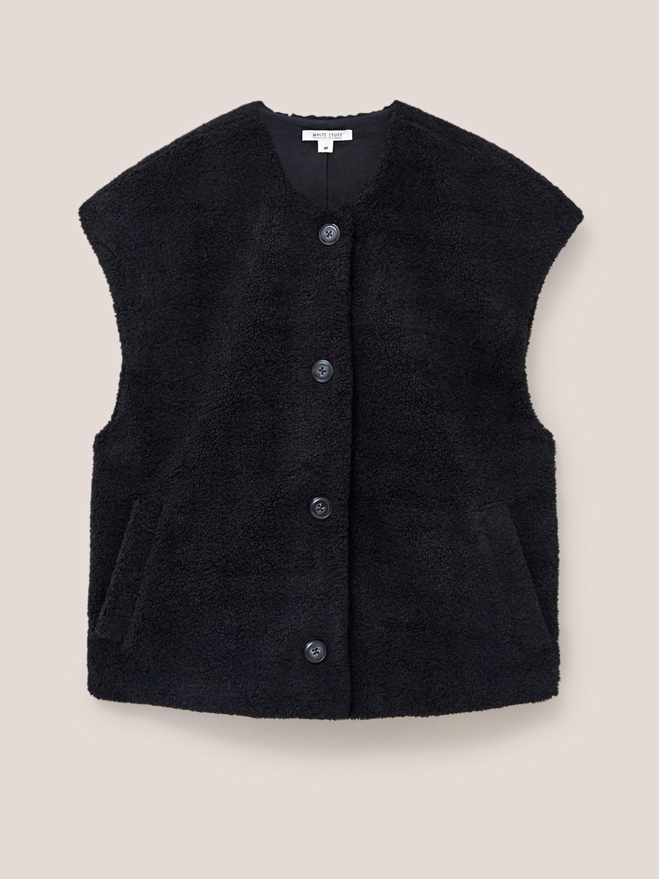 Borg Gilet in PURE BLK - FLAT FRONT