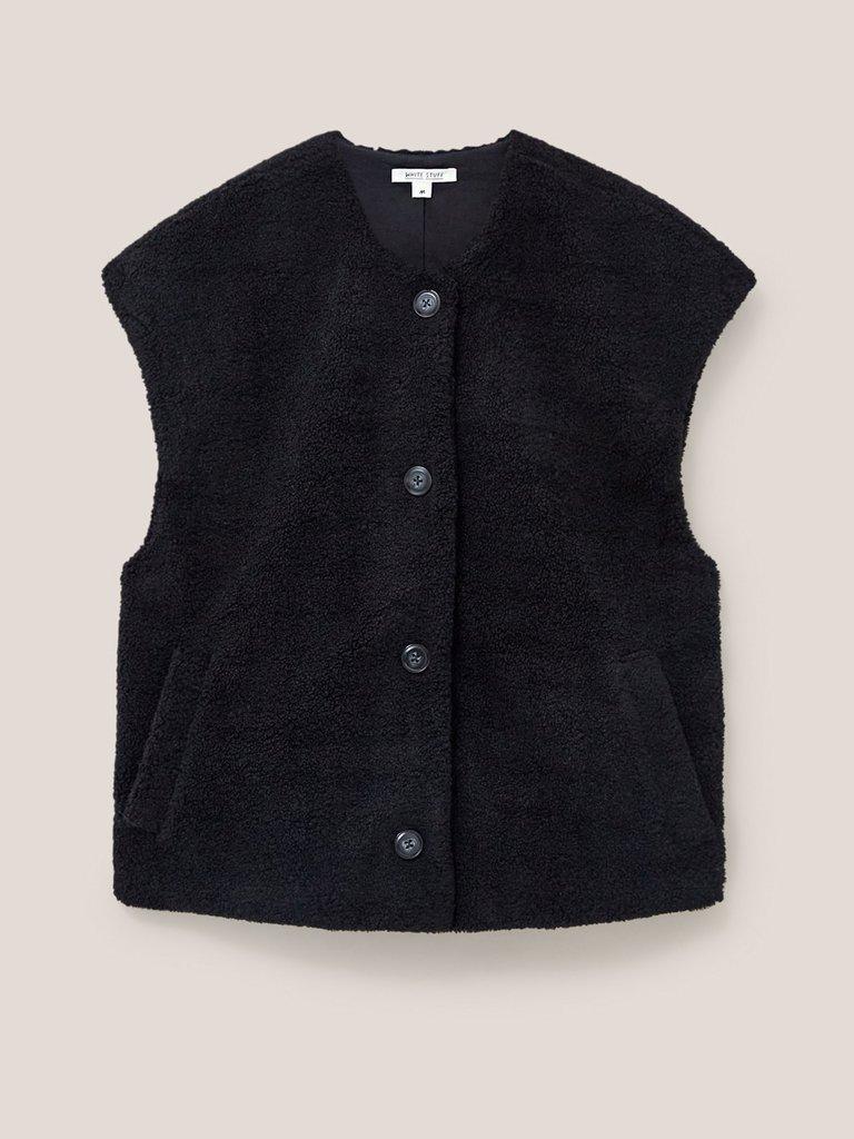 Borg Short Sleeve Gilet in PURE BLK - FLAT FRONT