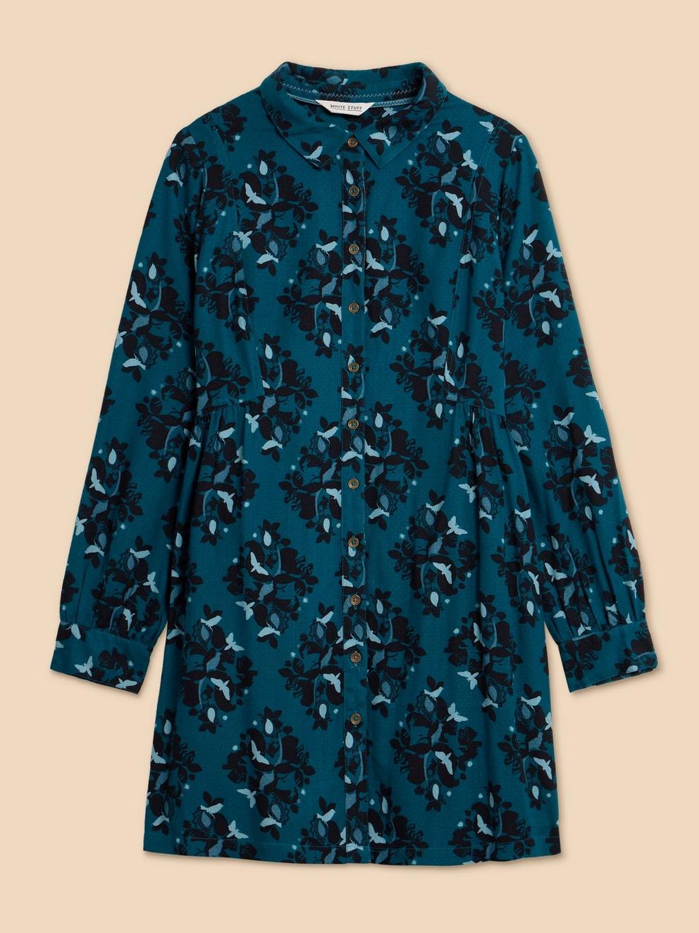 Farley Eco Vero Long Sleeve Tunic in TEAL PR - FLAT FRONT