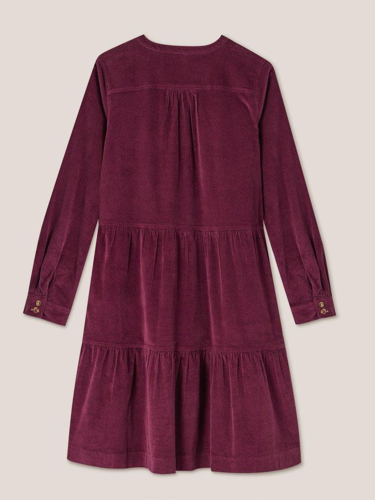 Edith Cord Dress in DK PLUM - FLAT BACK