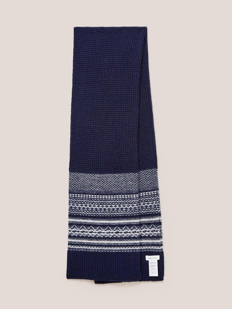 Lambswool Fairisle Scarf  in DARK NAVY - FLAT BACK