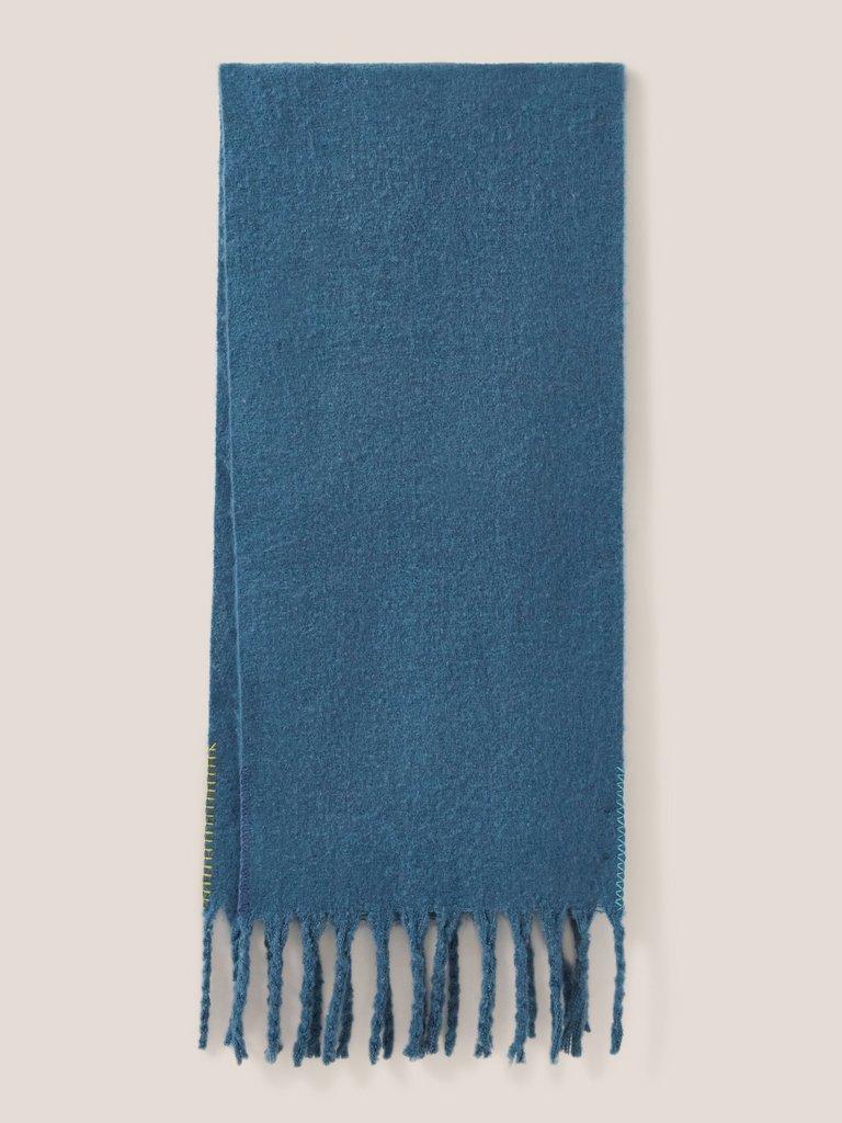 Shelly Brushed Plain Scarf in MID BLUE - FLAT BACK