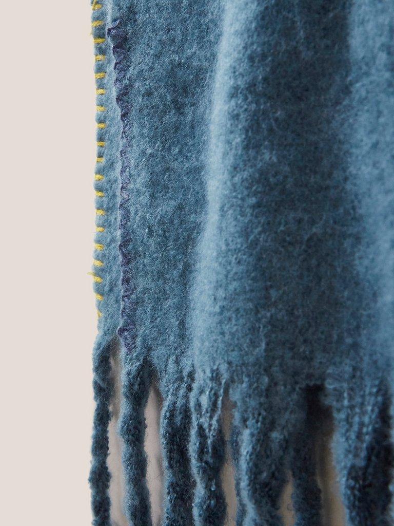 Shelly Brushed Plain Scarf in MID BLUE - FLAT DETAIL