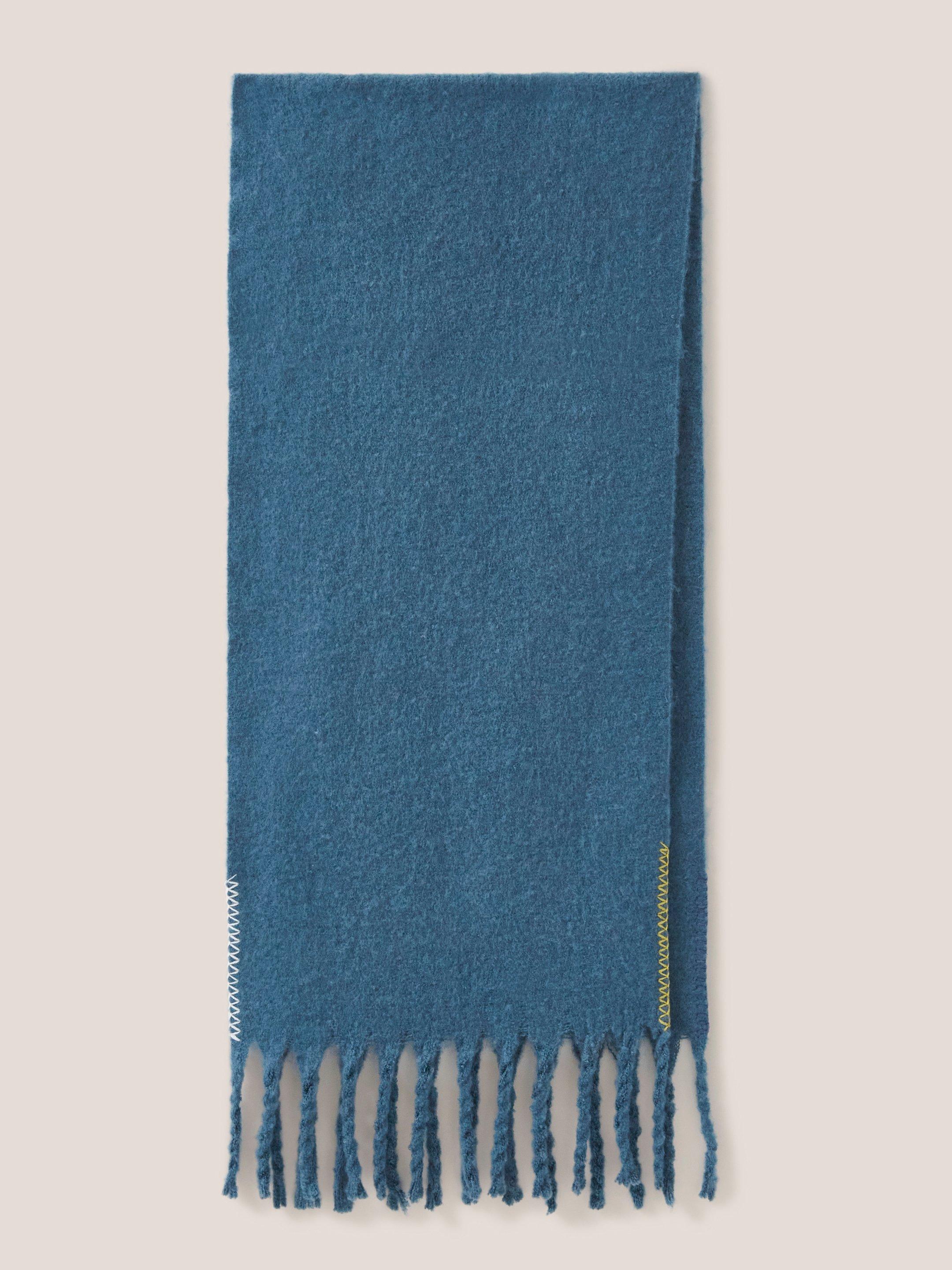 Shelly Brushed Plain Scarf in MID BLUE - FLAT FRONT