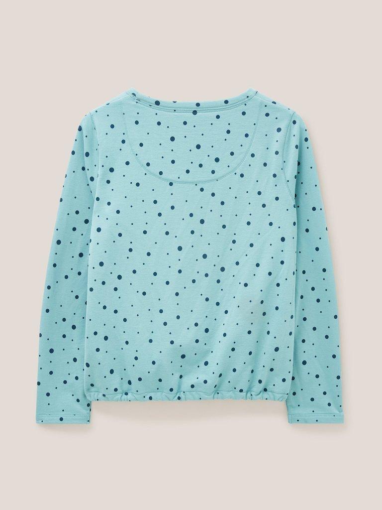 TARA TIE HEM TOP in TEAL MLT - FLAT BACK