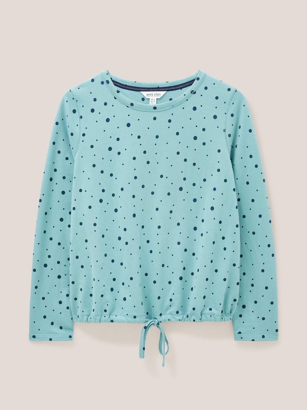 TARA TIE HEM TOP in TEAL MLT - FLAT FRONT