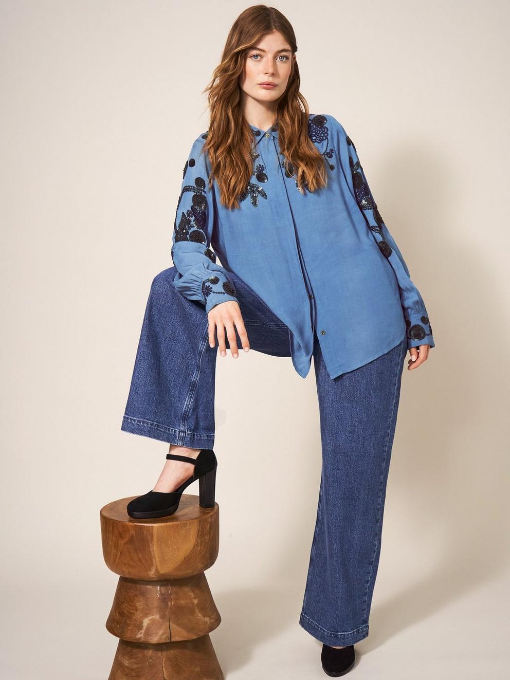 Arden Sequin Shirt in BLUE MLT - LIFESTYLE