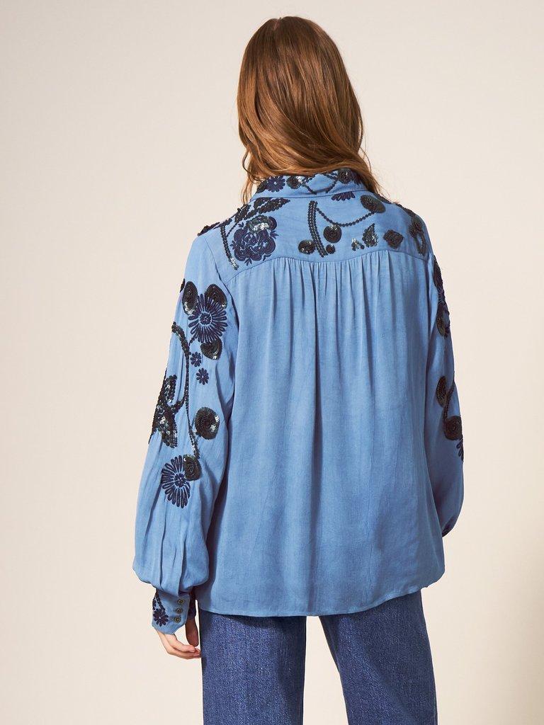 Arden Sequin Shirt in BLUE MLT - MODEL BACK