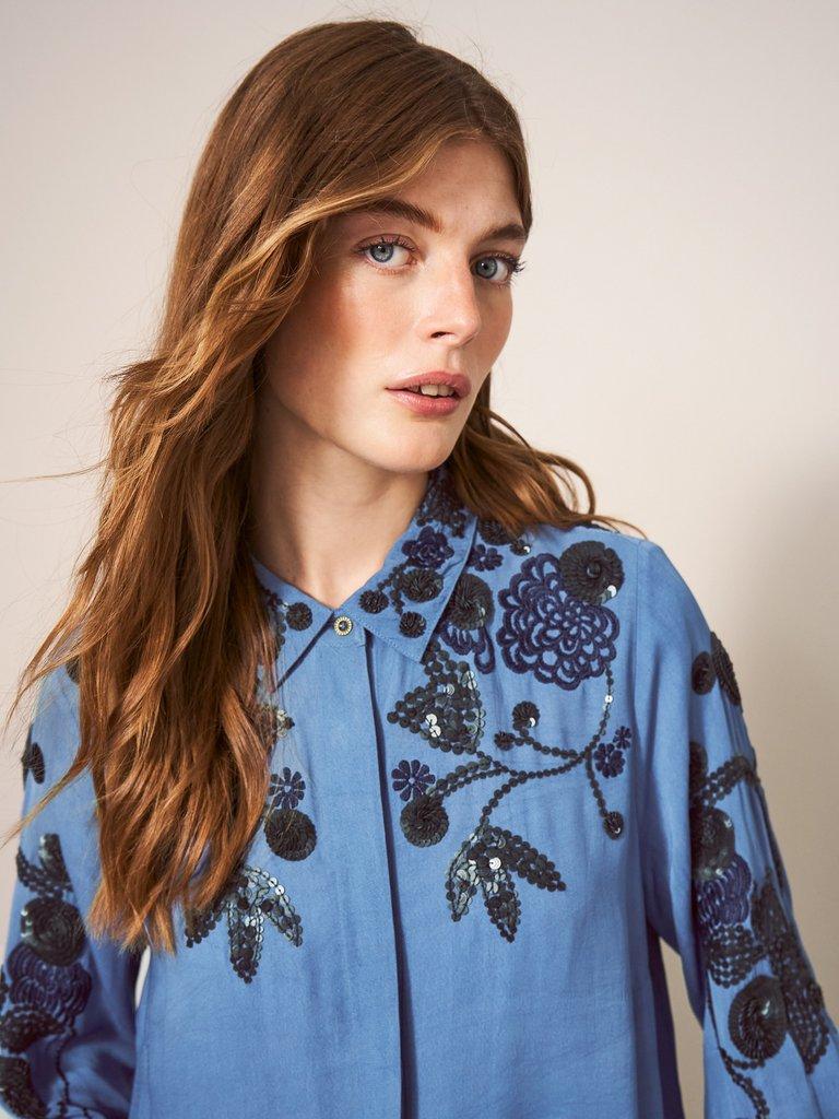 Arden Sequin Shirt in BLUE MULTI | White Stuff