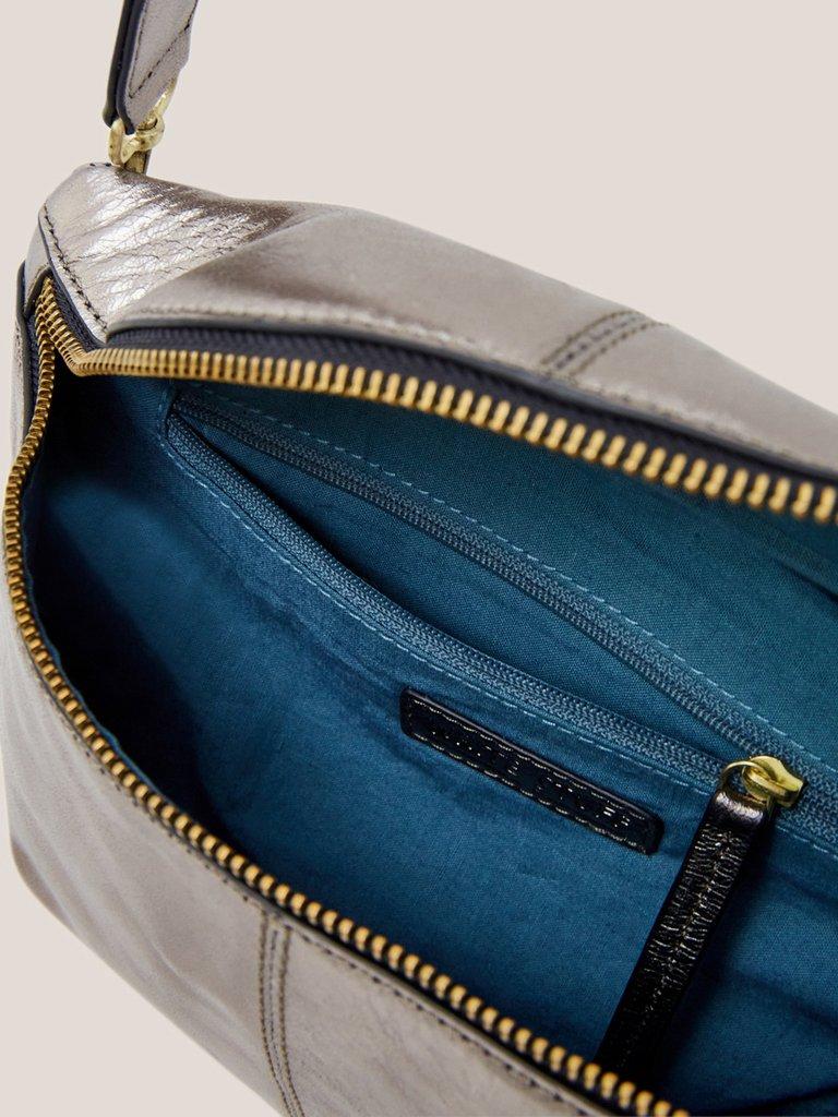 Sebby Mini Leather Sling Bag in GLD TN MET - FLAT DETAIL