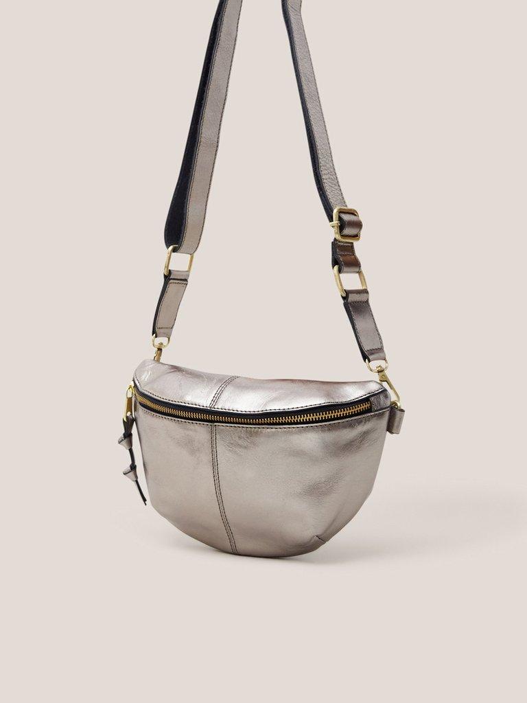 Sebby Mini Leather Sling Bag in GLD TN MET - FLAT FRONT