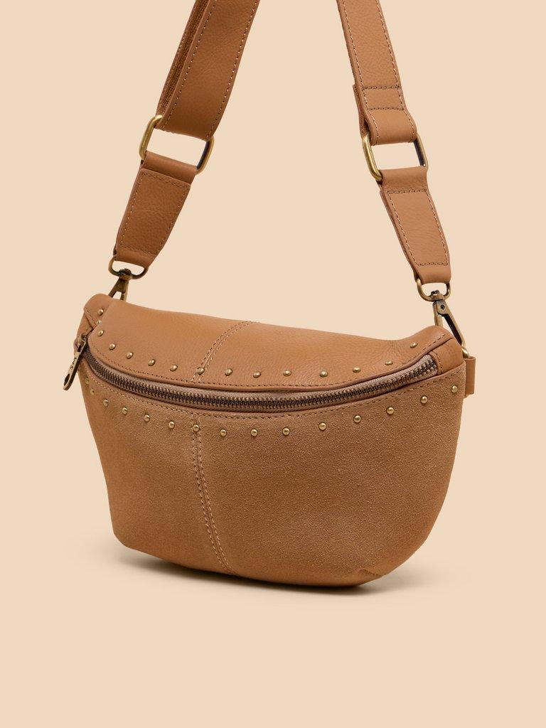 Sebby Mini Leather Sling Bag in LIGHT TAN - FLAT FRONT