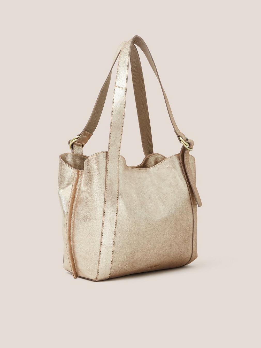 Hannah Tote in GLD TN MET - FLAT BACK