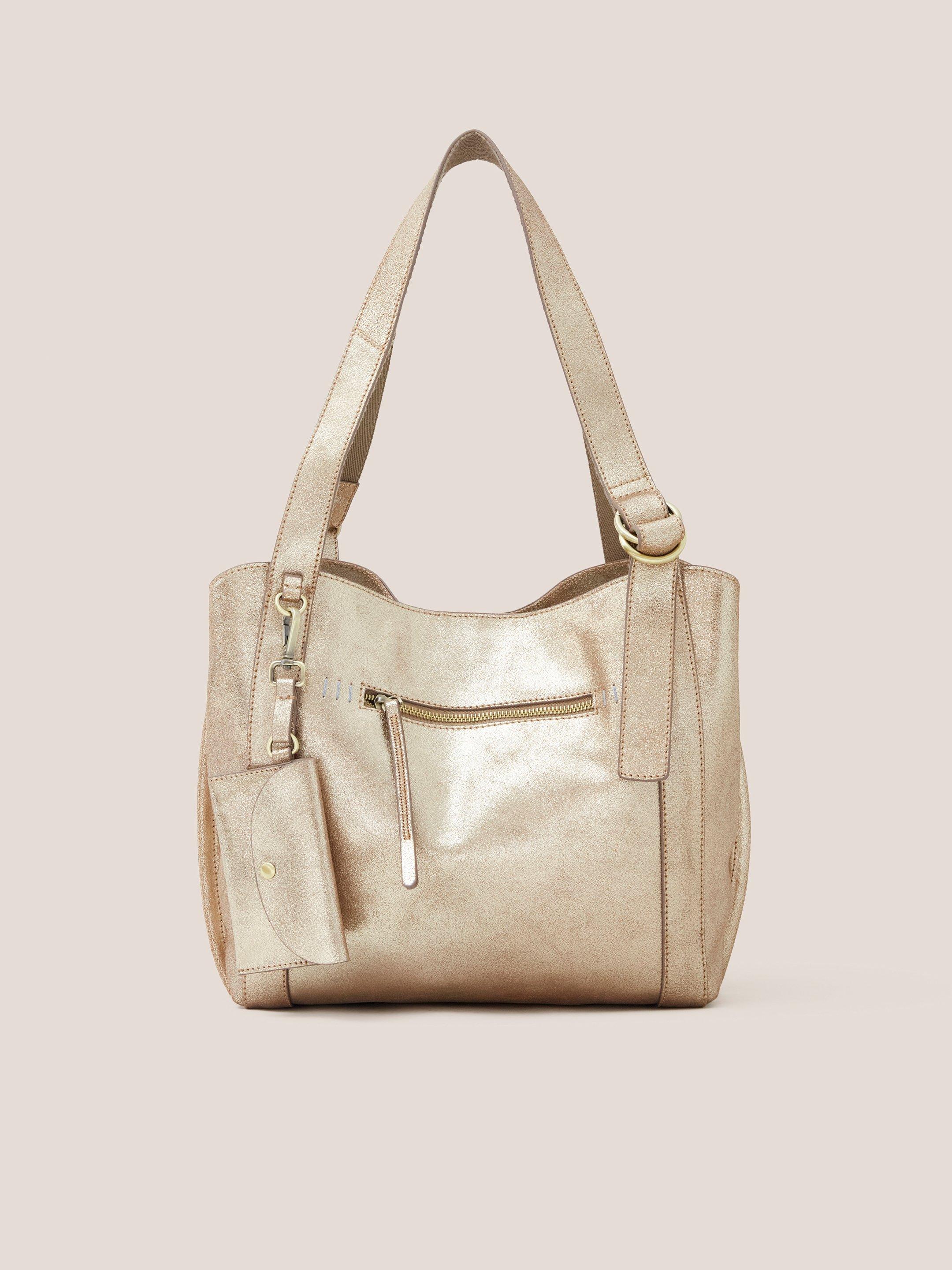 Hannah Tote in GOLD TONE METALLIC White Stuff