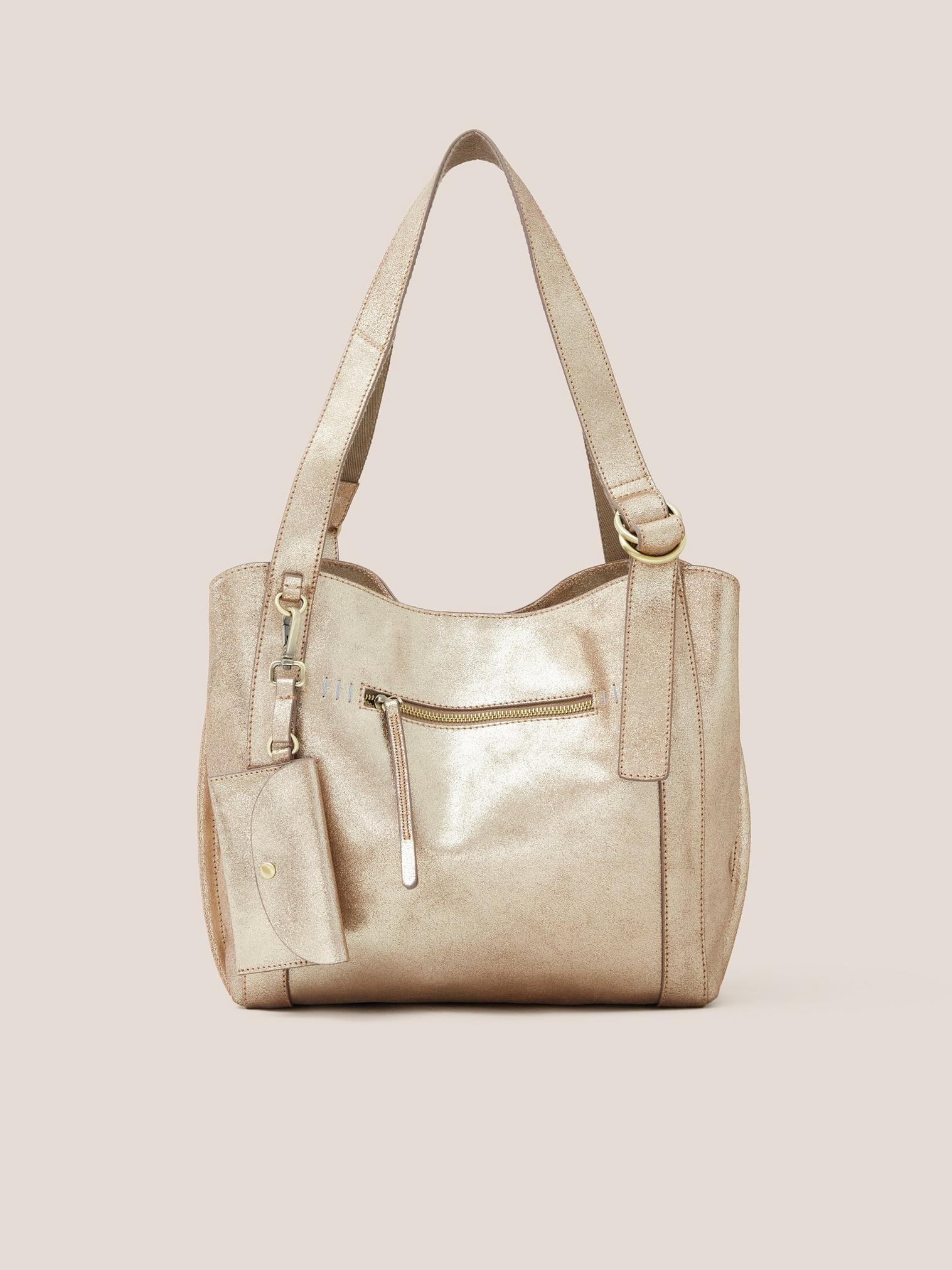 Beige hot sale leather tote