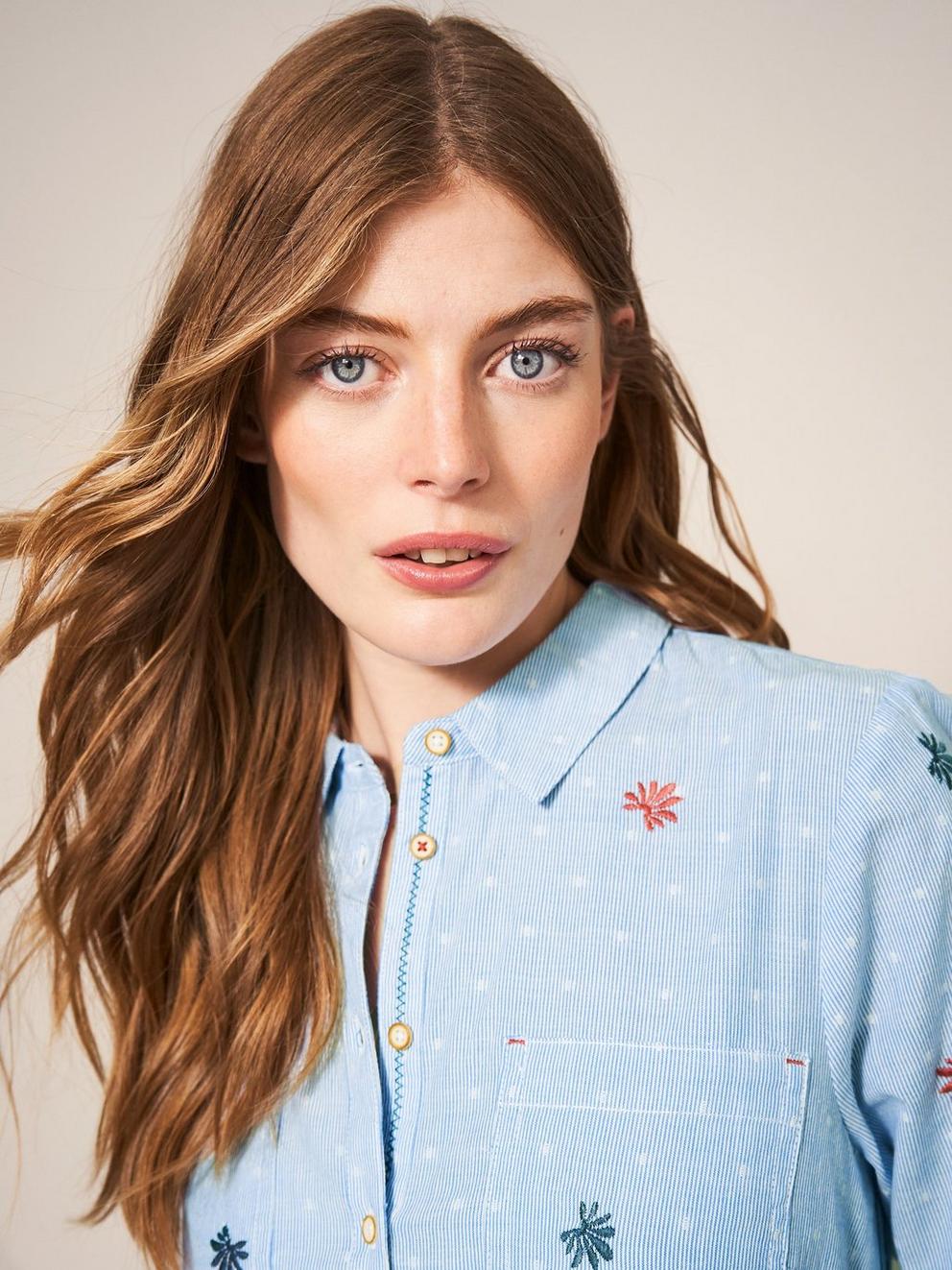 Sophie Shirt in BLUE MLT - MODEL DETAIL