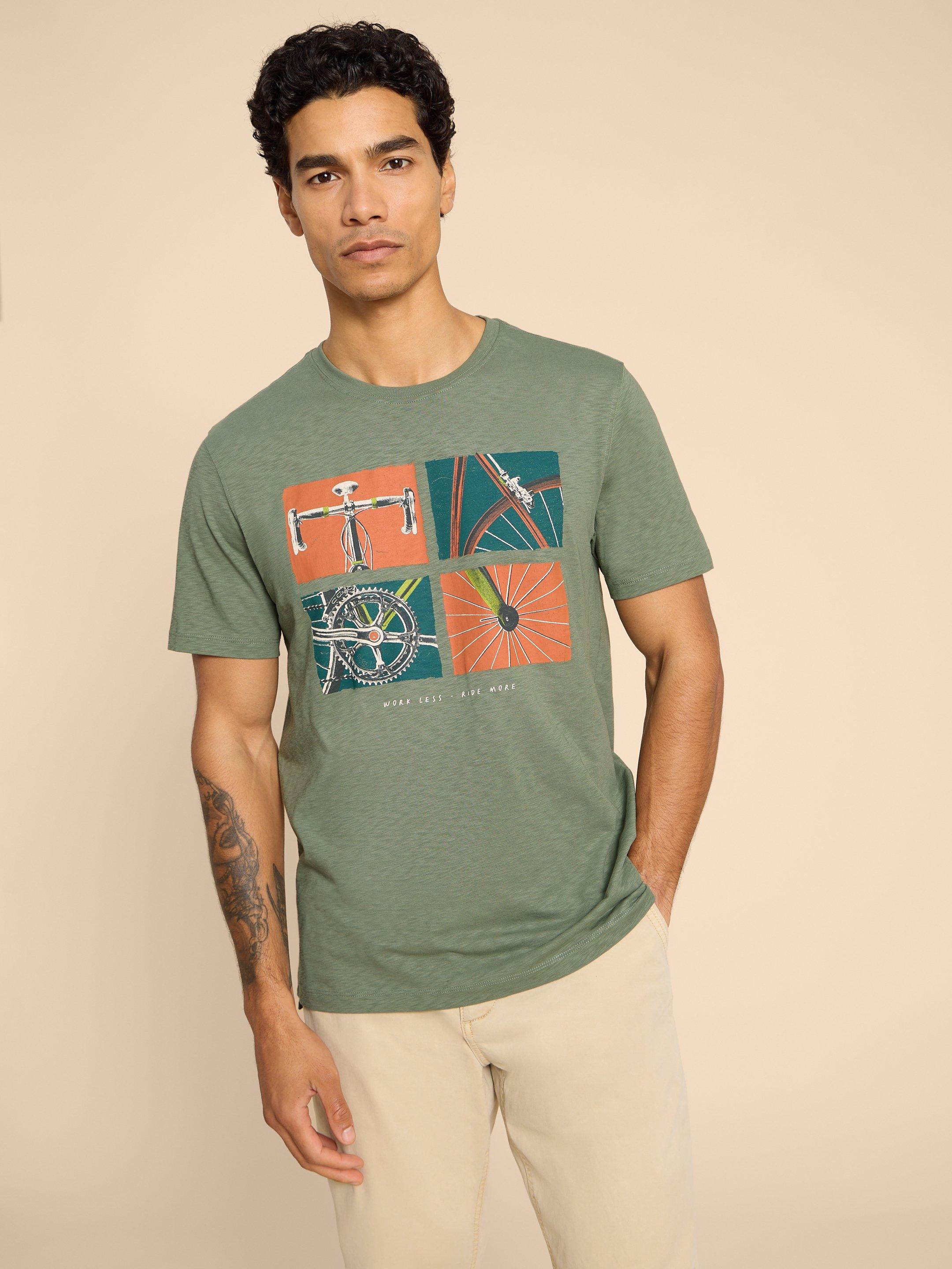 Ride Graphic Tee in GREEN PR - MODEL FRONT