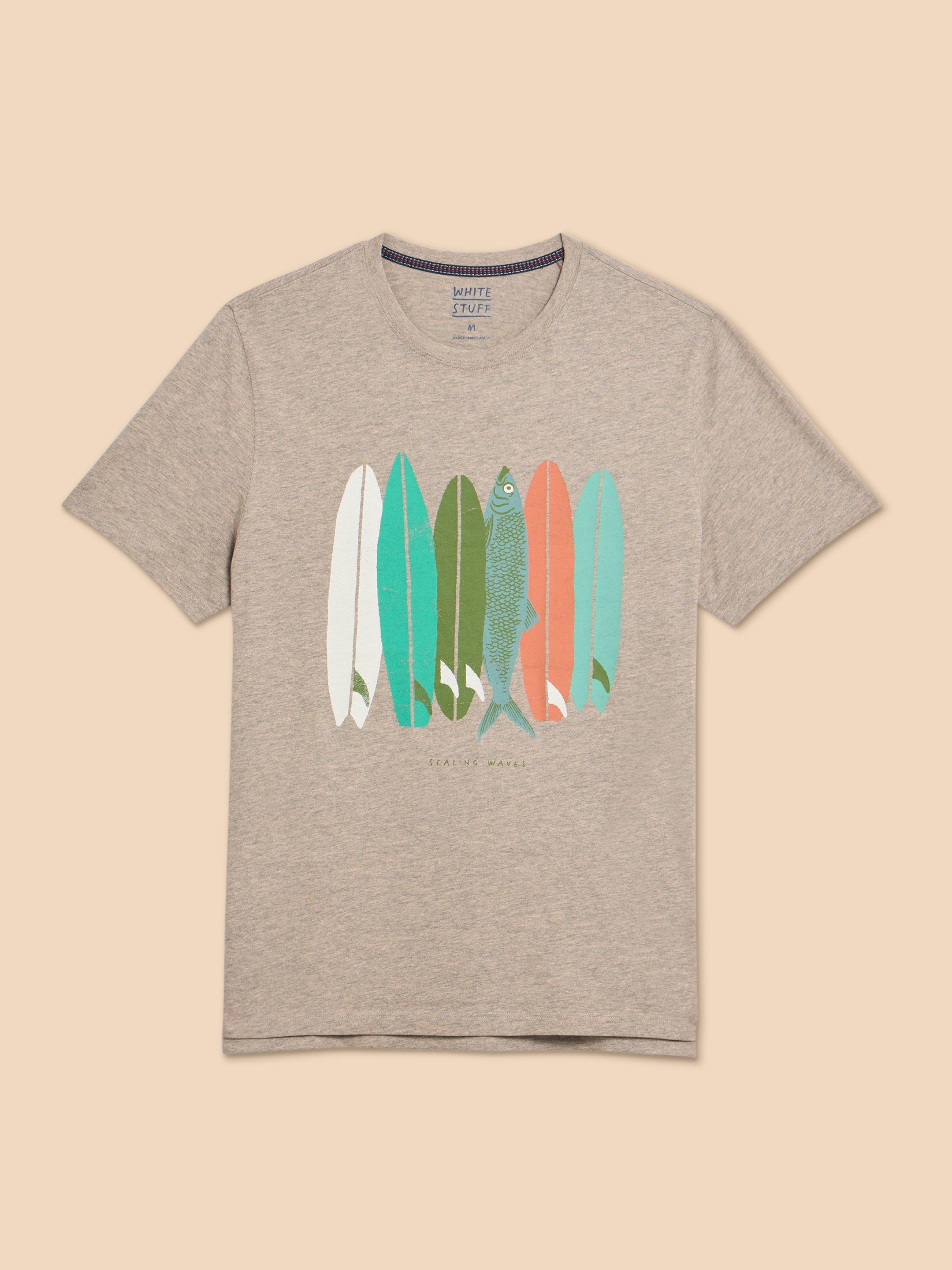 Scaling Waves Graphic Tee in GREY PR - FLAT FRONT