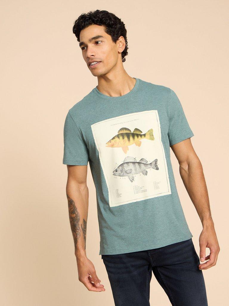 Fish Diagram Graphic Tee in BLUE PR - MODEL FRONT