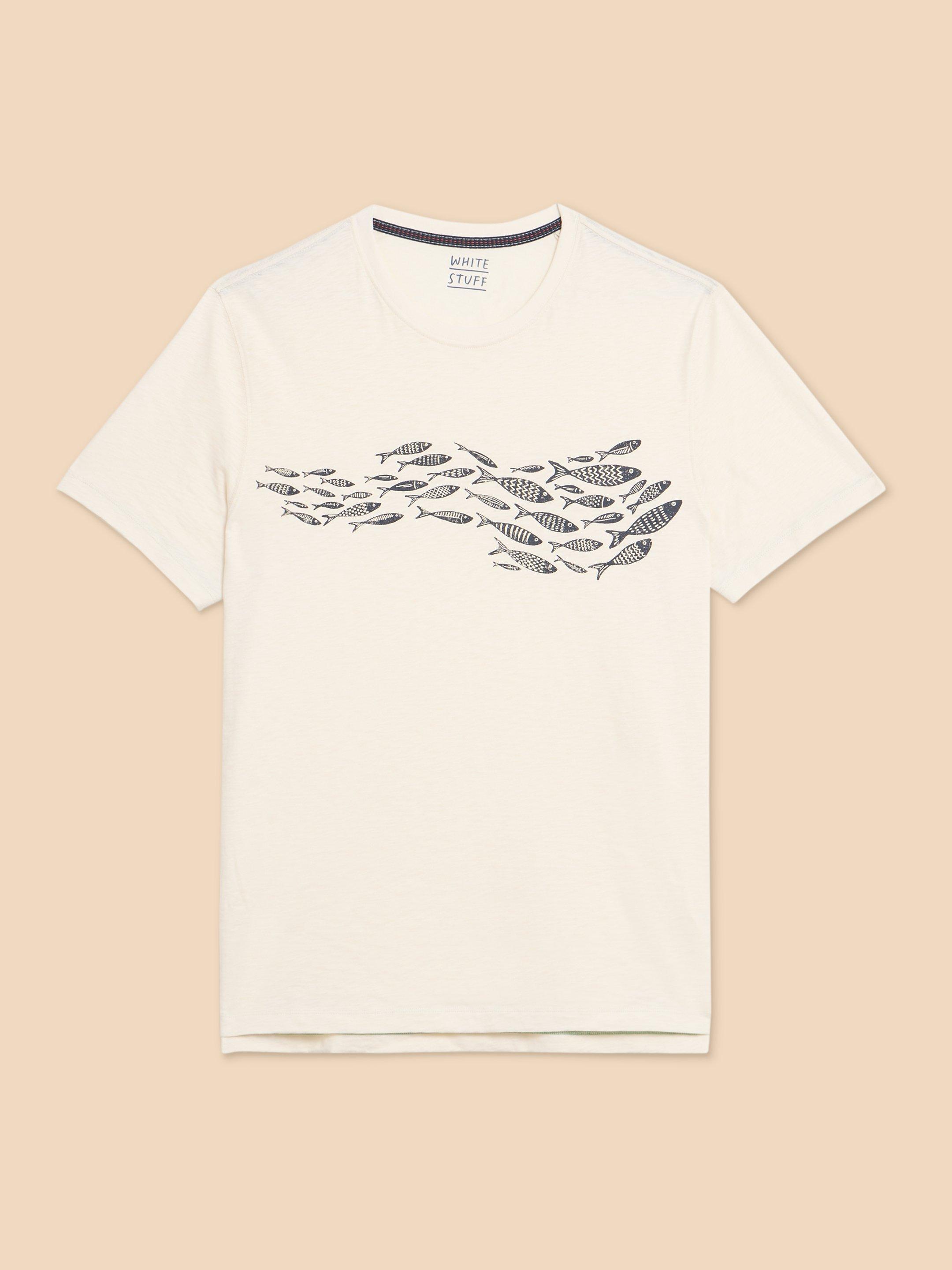 Shoal Fish Graphic Tee in WHITE PR - FLAT FRONT