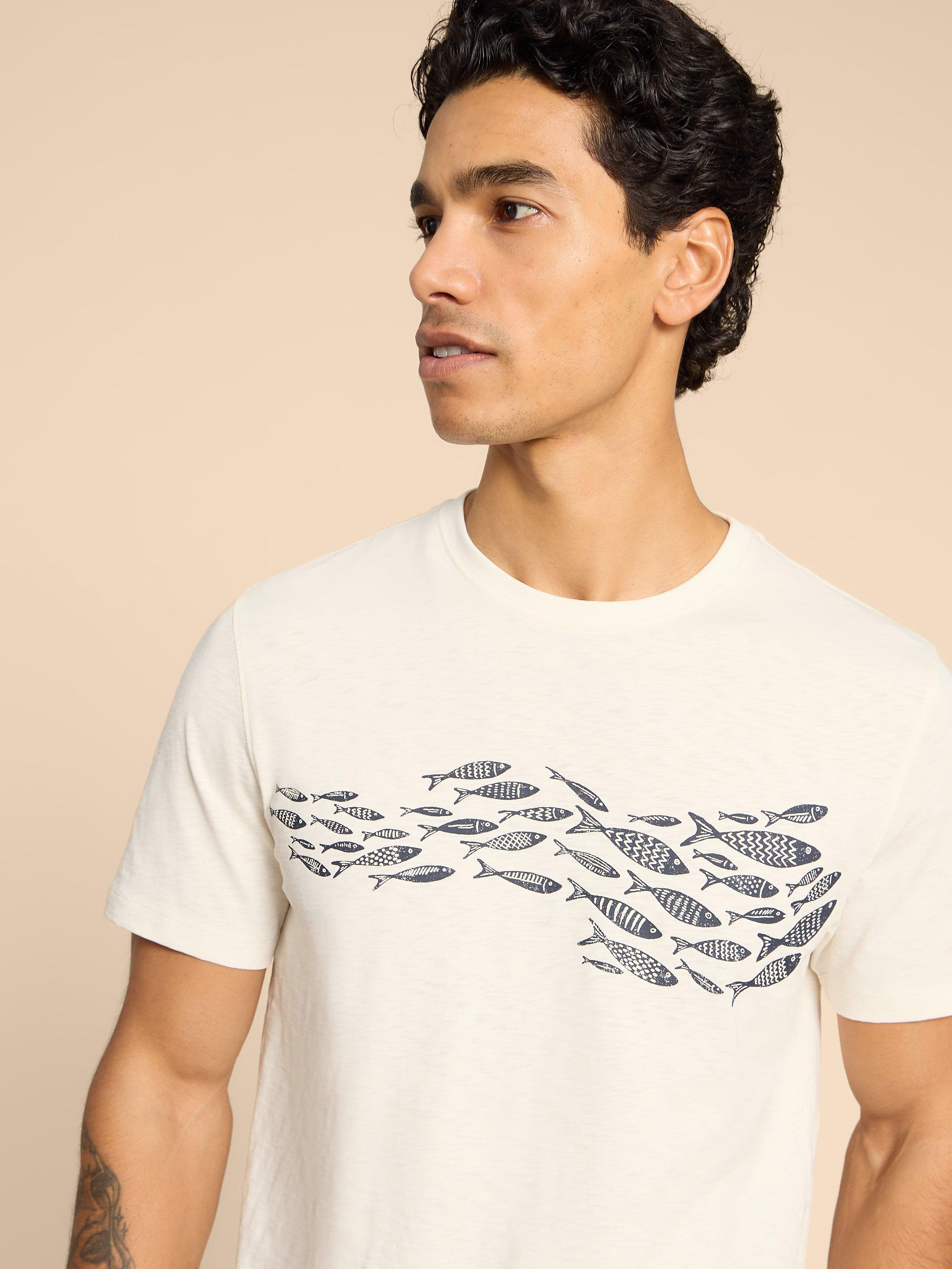 Shoal Fish Graphic Tee in WHITE PR - MODEL DETAIL