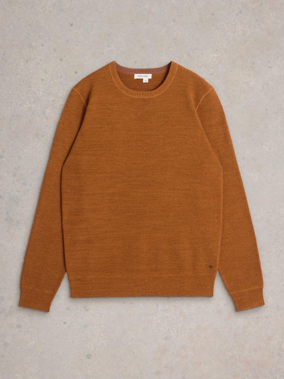 Attadale Crew Neck Jumper in DK ORANGE - FLAT FRONT