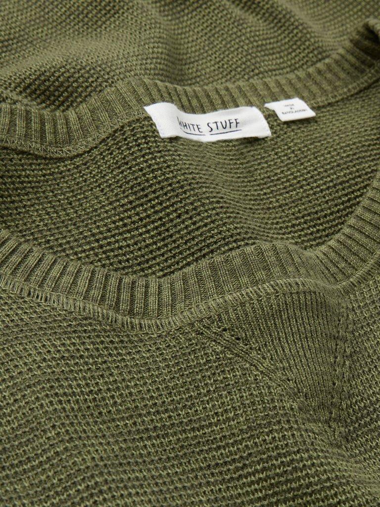 Attadale Crew Neck Jumper in KHAKI GRN - FLAT DETAIL