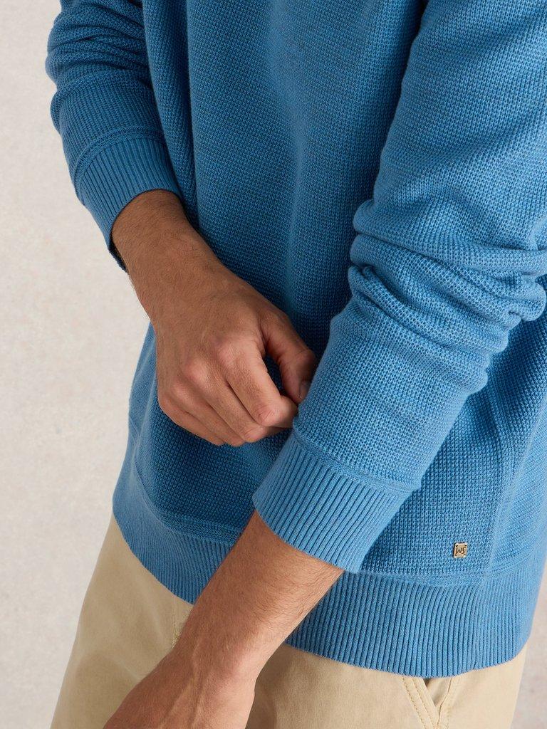 Attadale Crew Neck Jumper in LGT BLUE - MODEL DETAIL