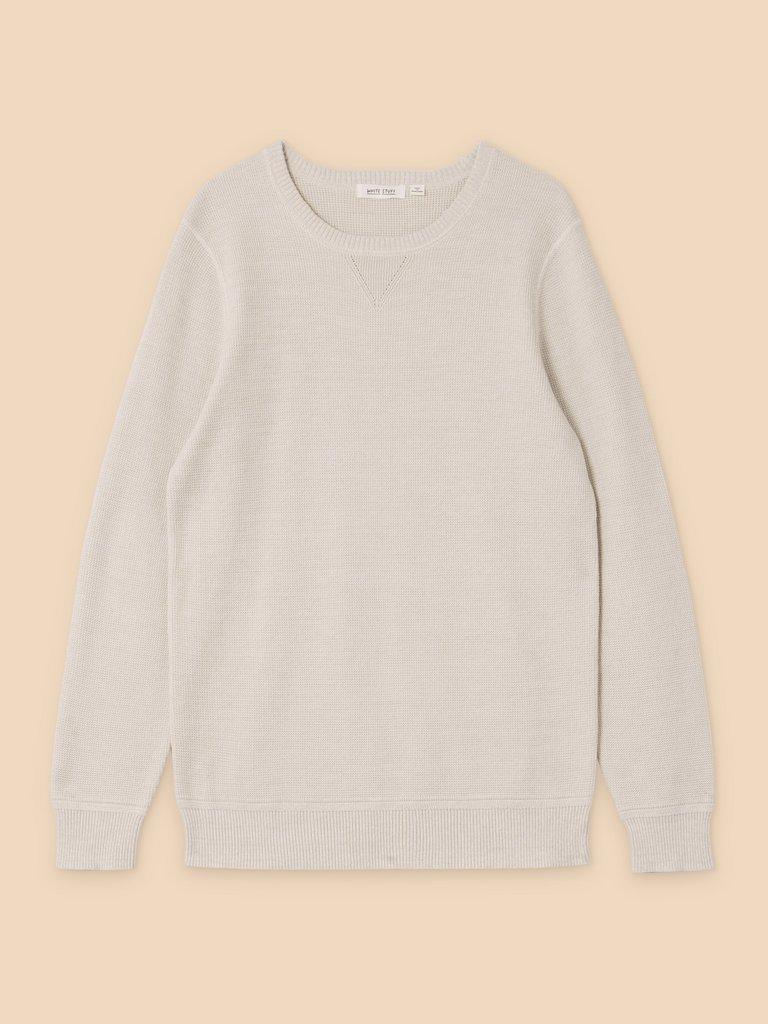 Attadale Crew Neck Jumper in LGT GREY - FLAT FRONT