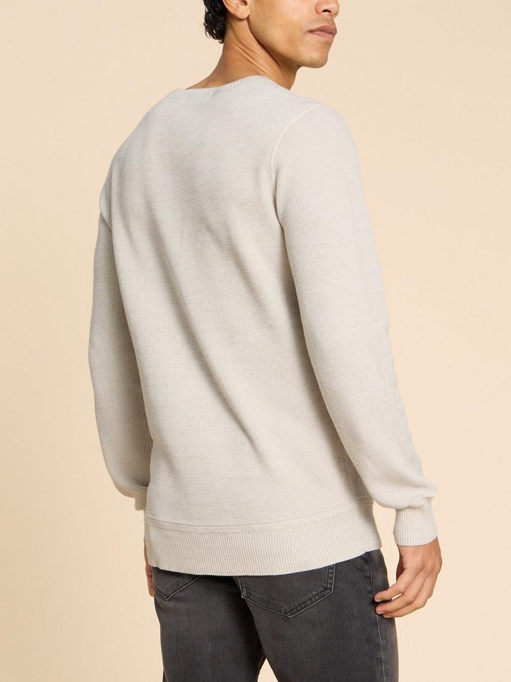 Attadale Crew Neck Jumper in LGT GREY - MODEL BACK