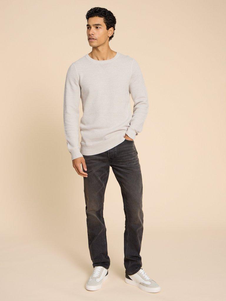 Attadale Crew Neck Jumper in LGT GREY - MODEL FRONT