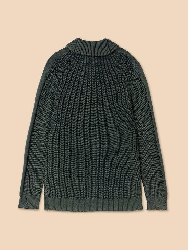 Ribbed Shawl Neck Jumper in CHARC GREY - FLAT BACK