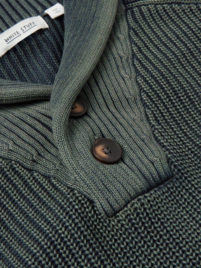 Ribbed Shawl Neck Jumper in CHARC GREY - FLAT DETAIL