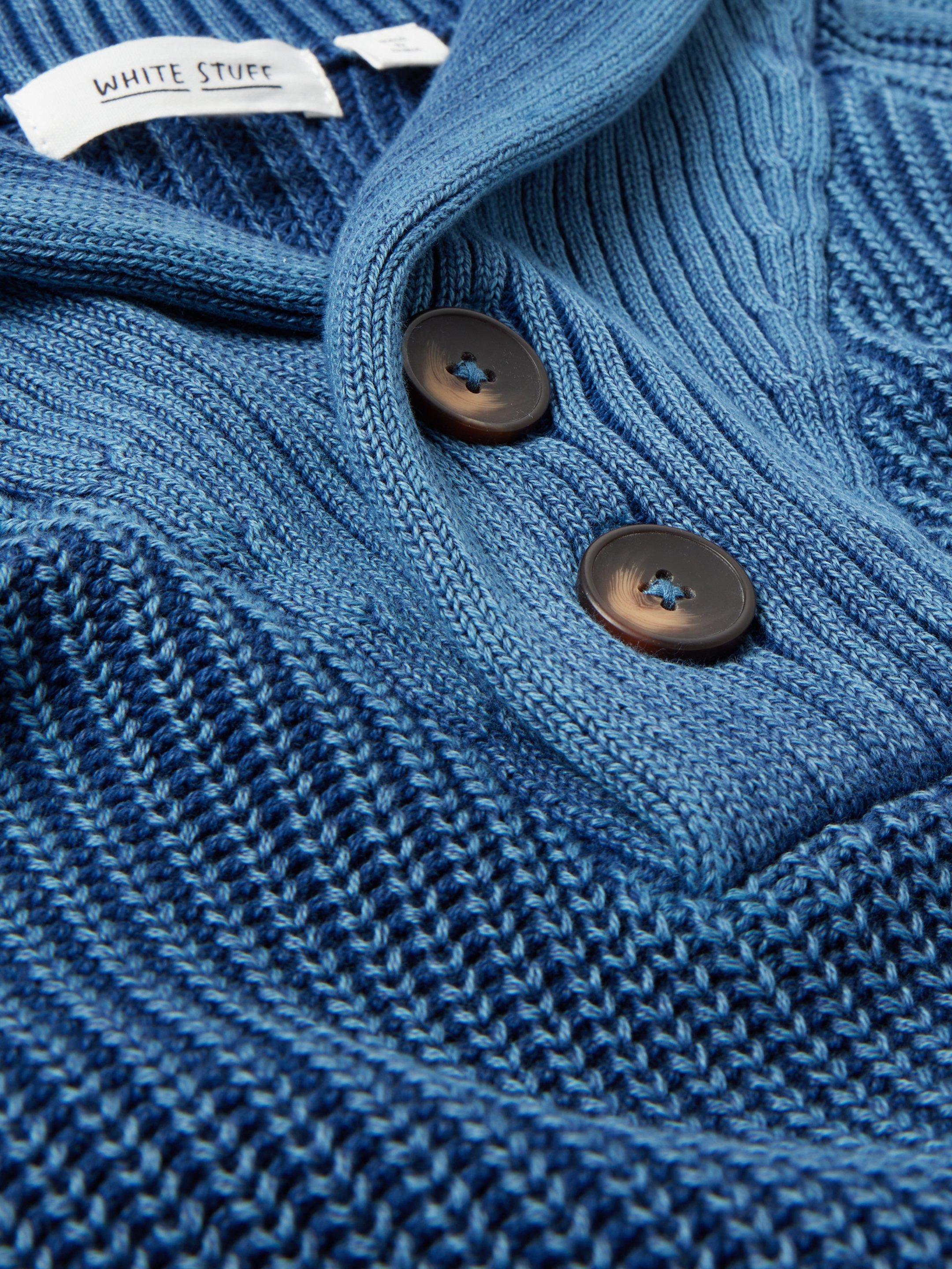 Ribbed Shawl Neck Jumper in DARK NAVY - FLAT DETAIL