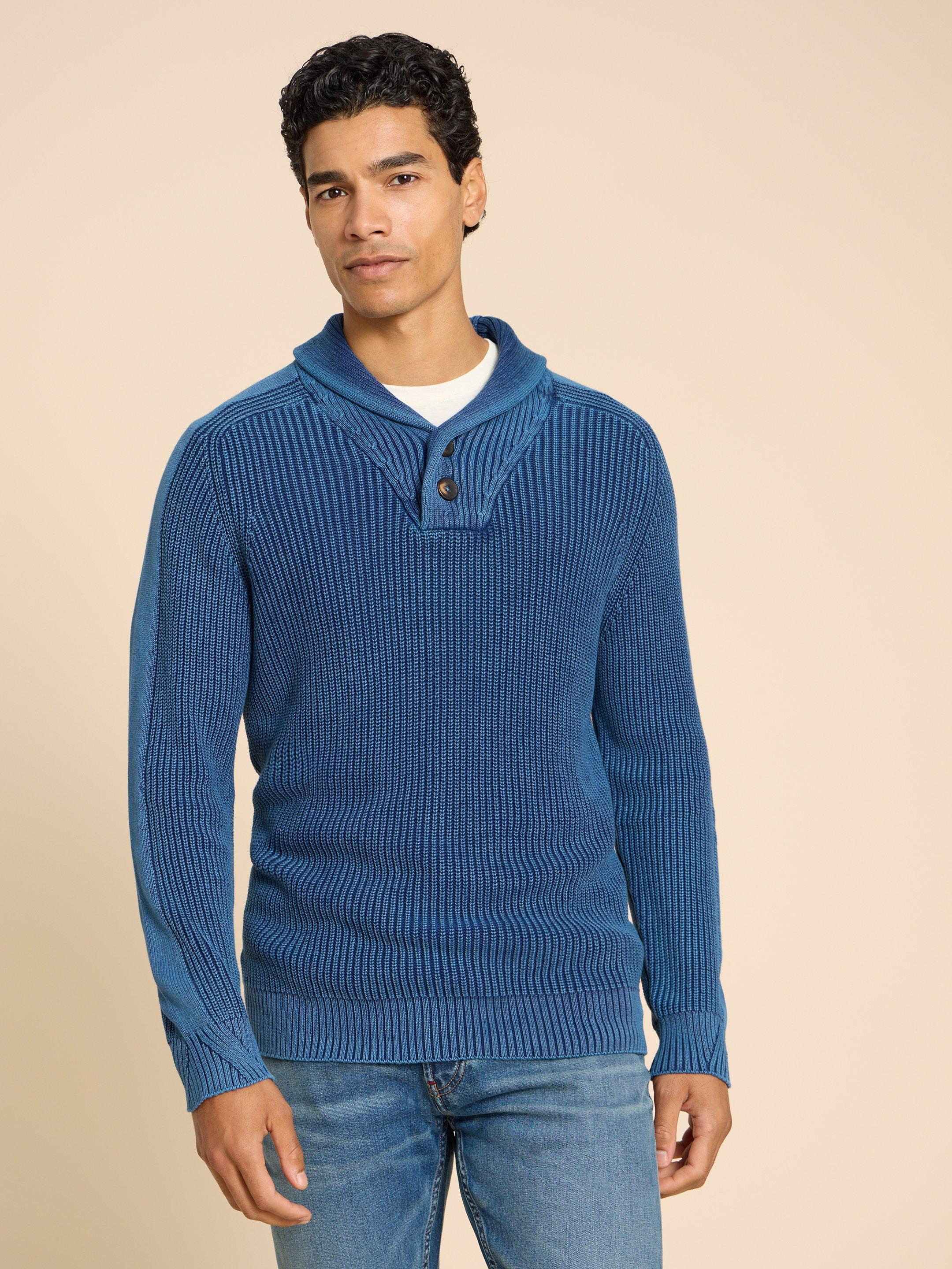 Ribbed Shawl Neck Jumper