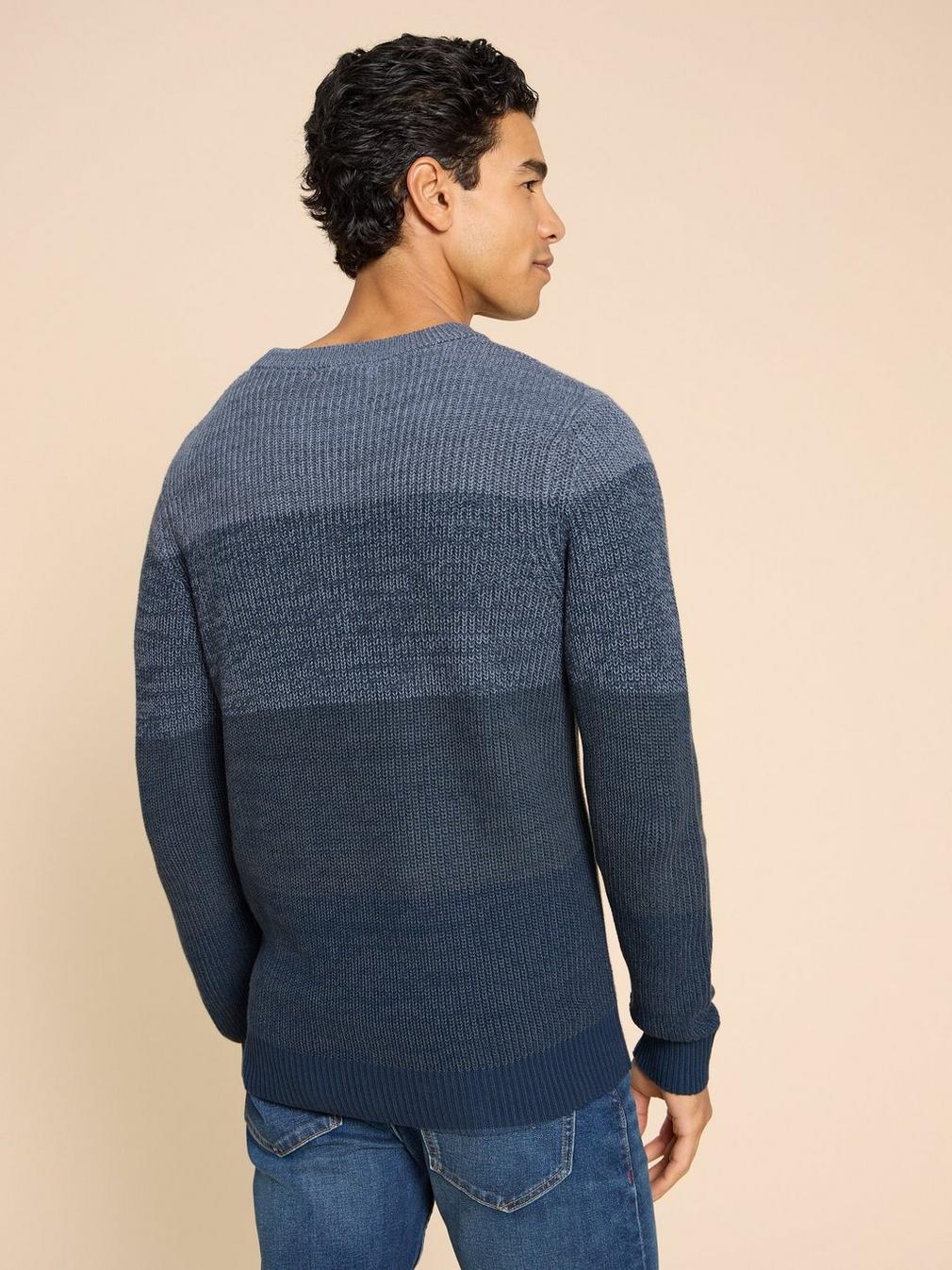 Twisted Colourblock Jumper in BLUE MLT - MODEL BACK