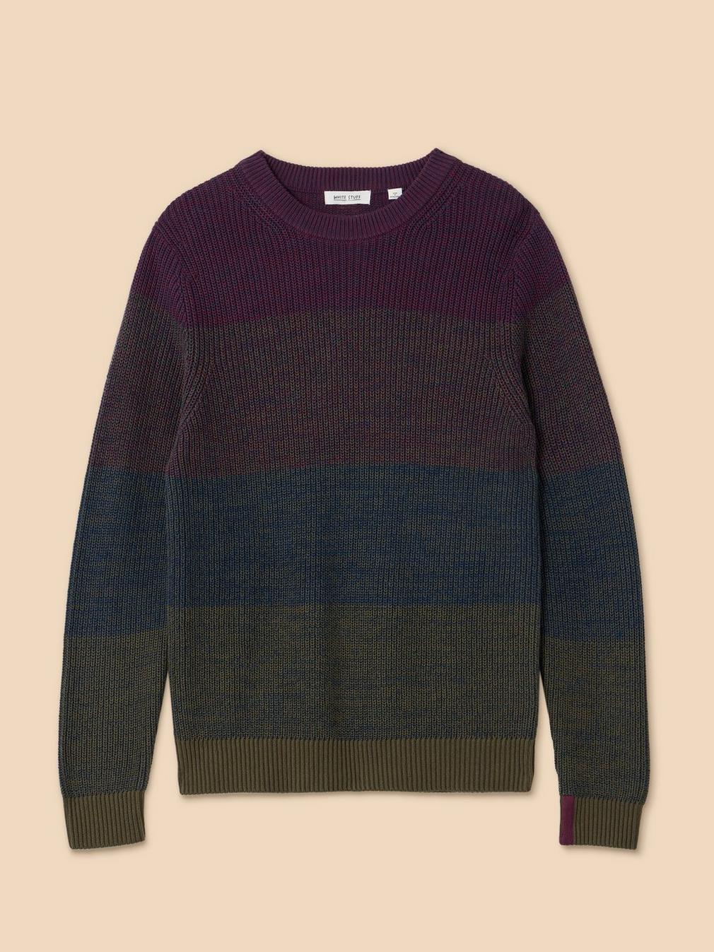 Twisted Colourblock Jumper in PLUM MLT - FLAT FRONT