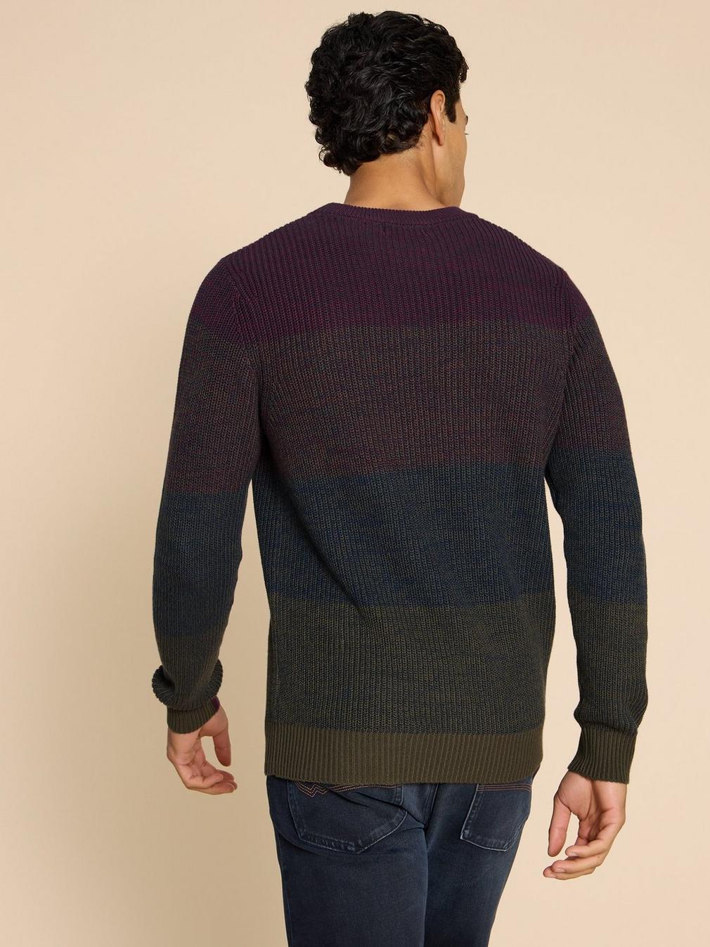 Twisted Colourblock Jumper in PLUM MLT - MODEL BACK