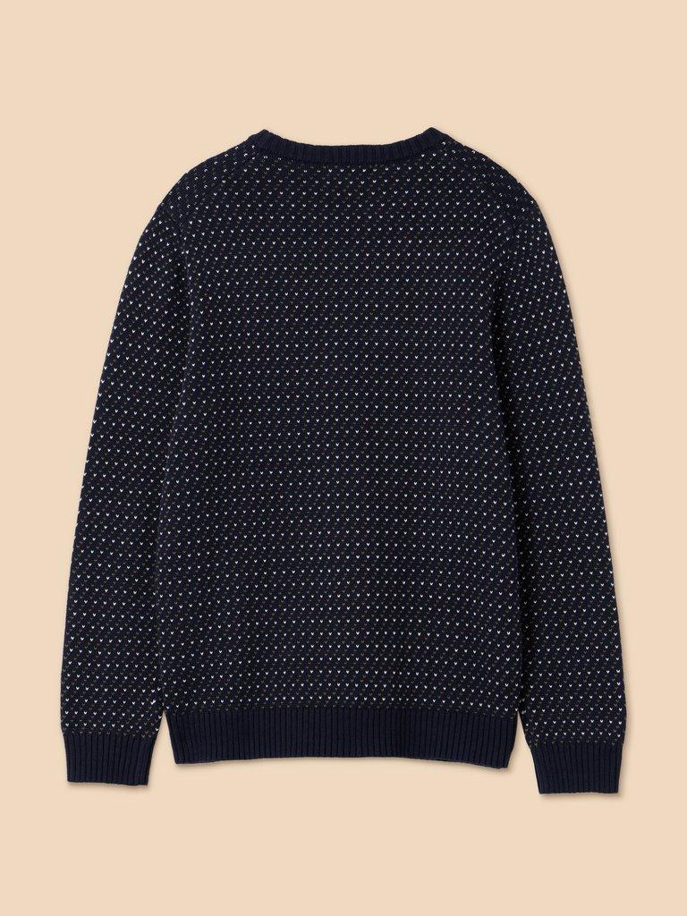 Birdseye Crew Neck Jumper in NAVY MULTI - FLAT BACK