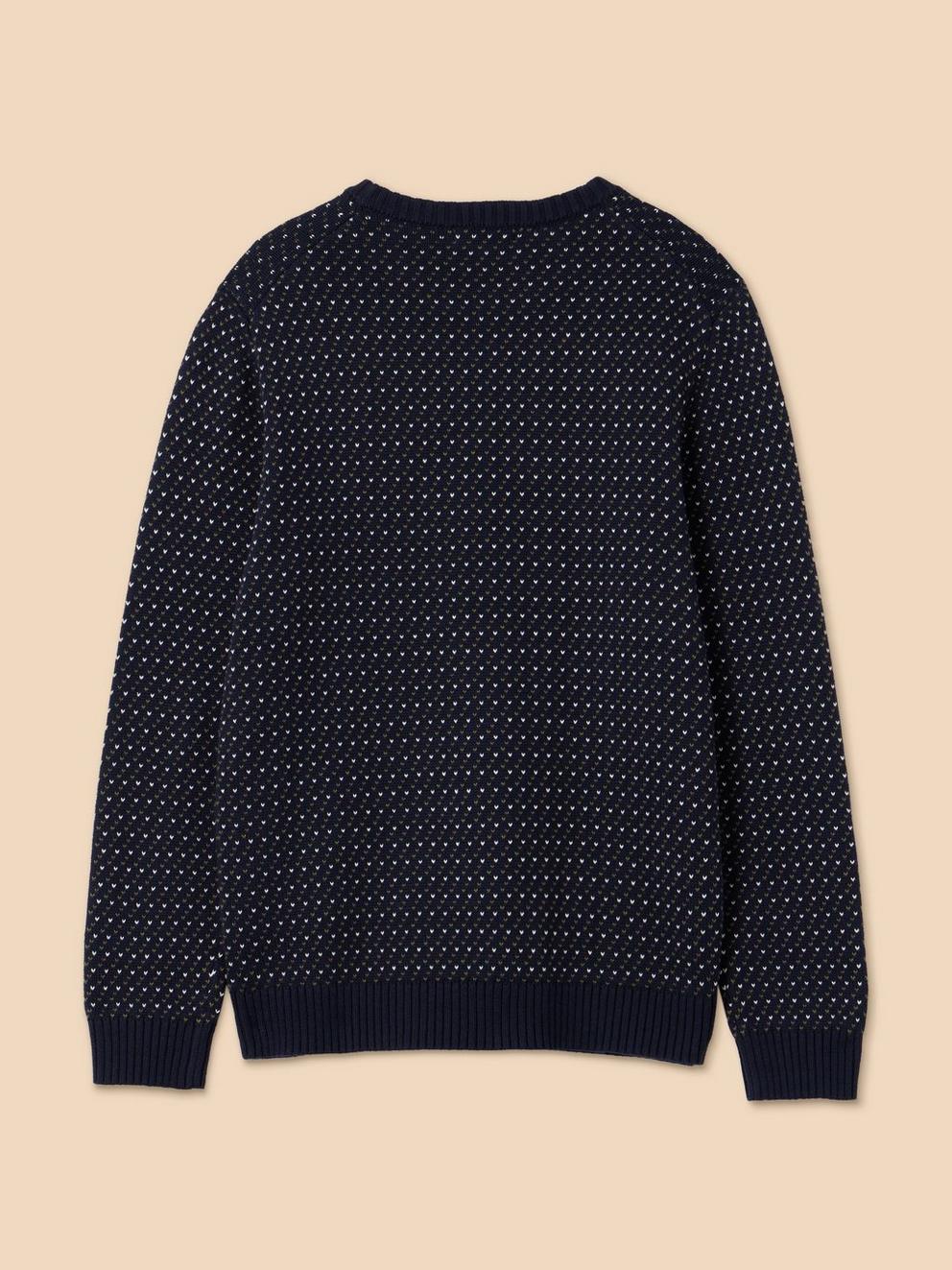 Birdseye Crew Neck Jumper in NAVY MULTI - FLAT BACK