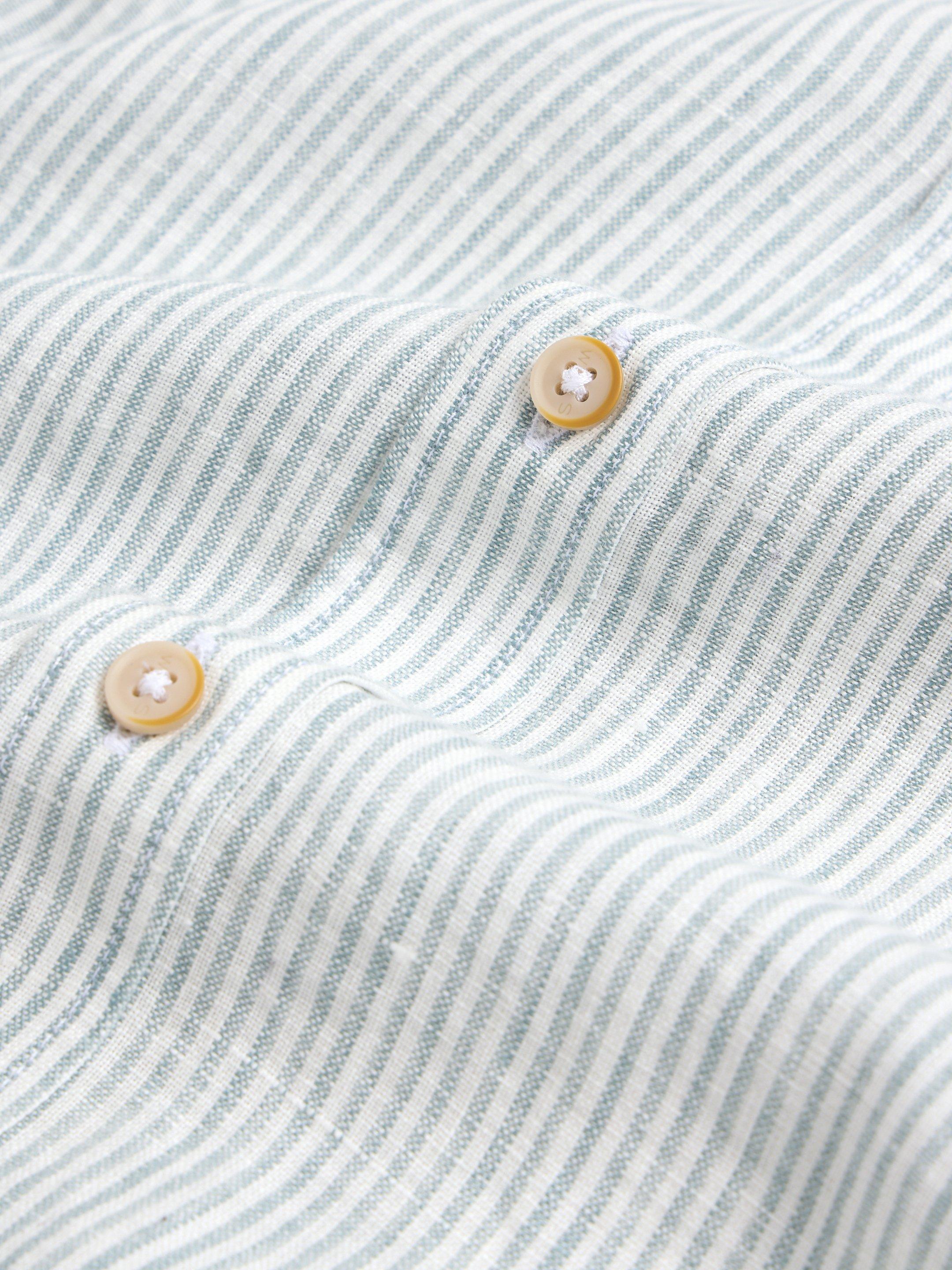 Pembroke LS Linen Stripe Shirt in BLUE MLT - FLAT DETAIL