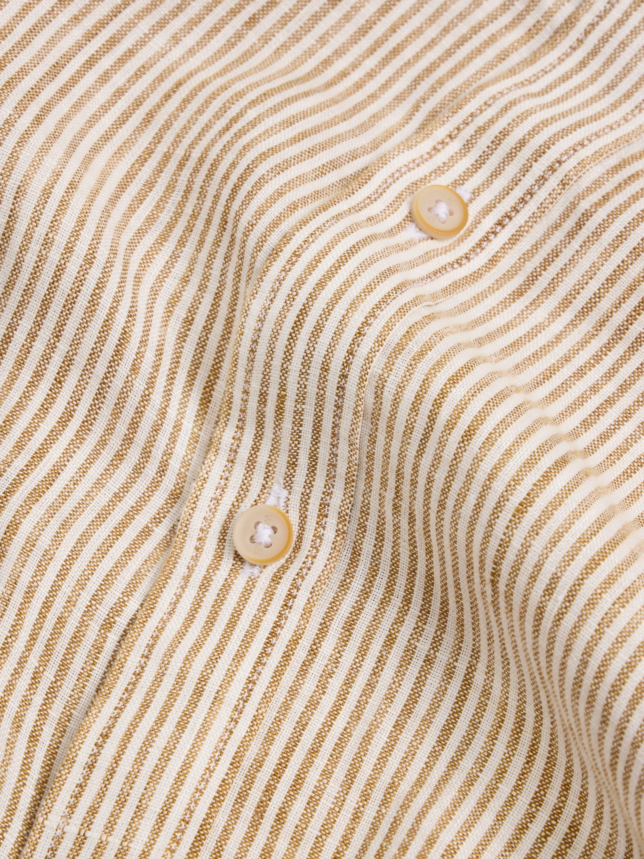 Pembroke SS Linen Stripe Shirt in TAN MULTI - FLAT DETAIL
