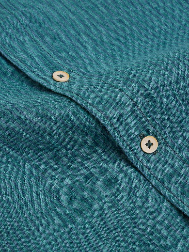 Pembroke SS Linen Stripe Shirt in TEAL MLT - FLAT DETAIL